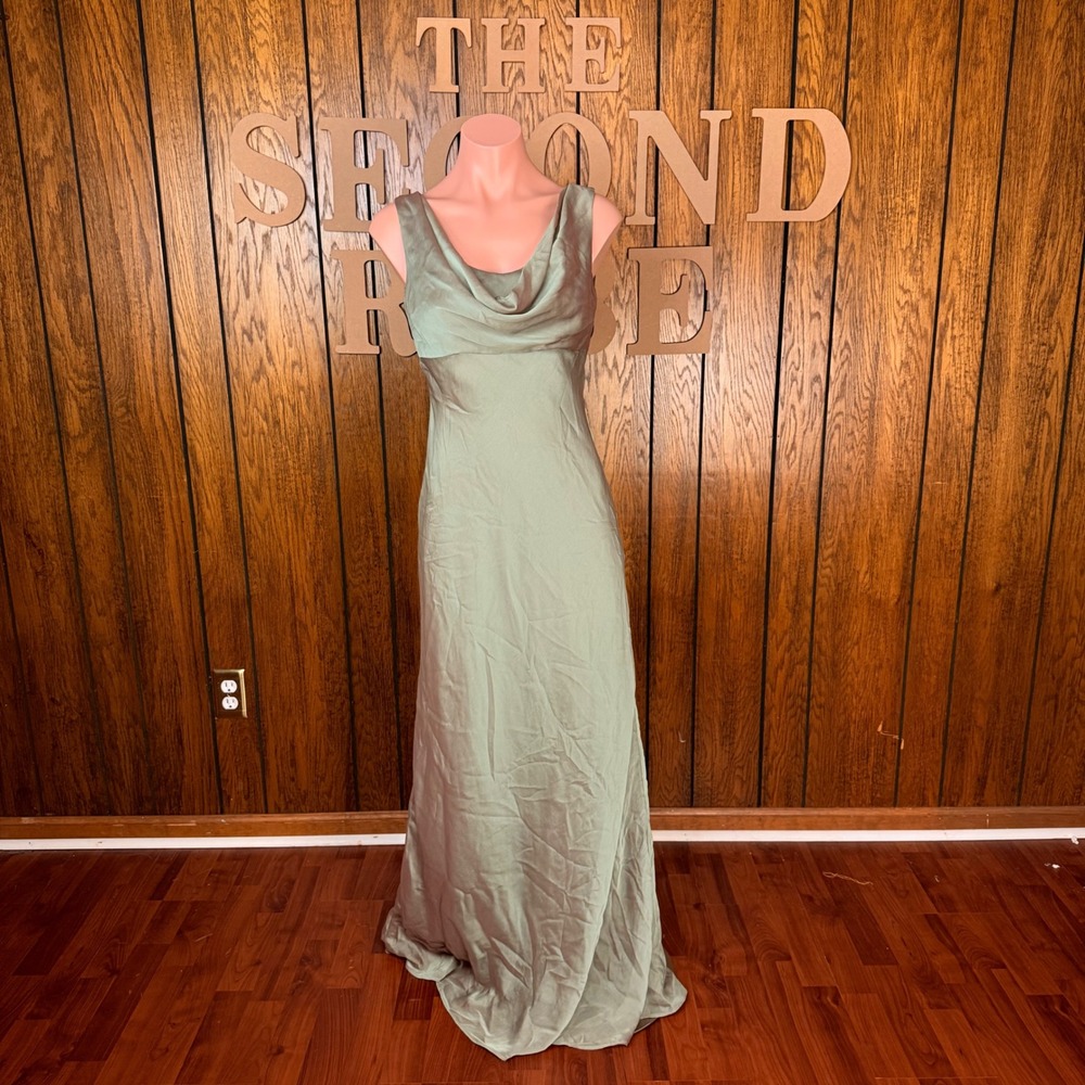 Michaelangelo Maxi Dress Womens 2 Sage Green Vintage Y2K 90s Cowl Neck Formal